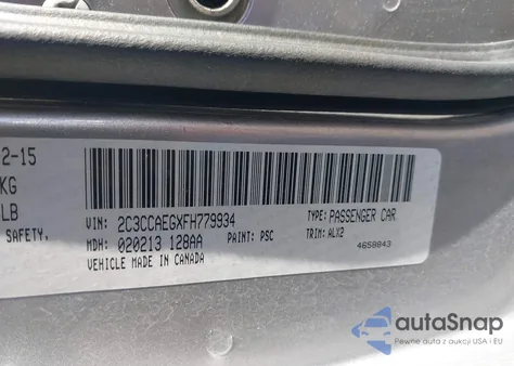 2015 Chrysler 300C z USA, uszkodzony, nr VIN 2C3CCAEGXFH779934